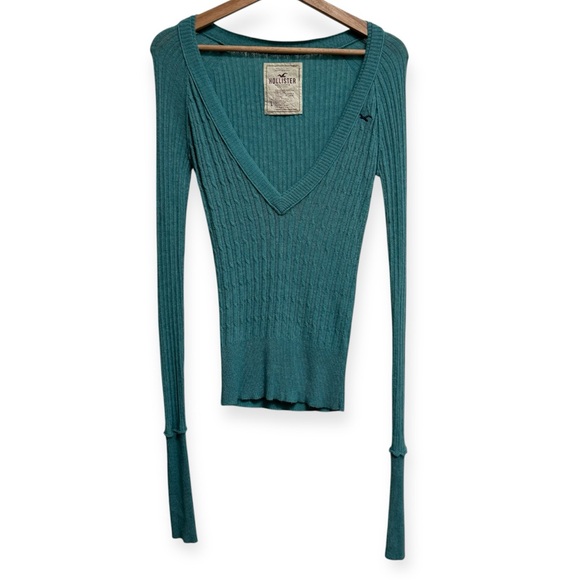 Hollister Sweaters - Vintage Hollister Y2K Ribbed Knit Deep V-Neck Sweater Large